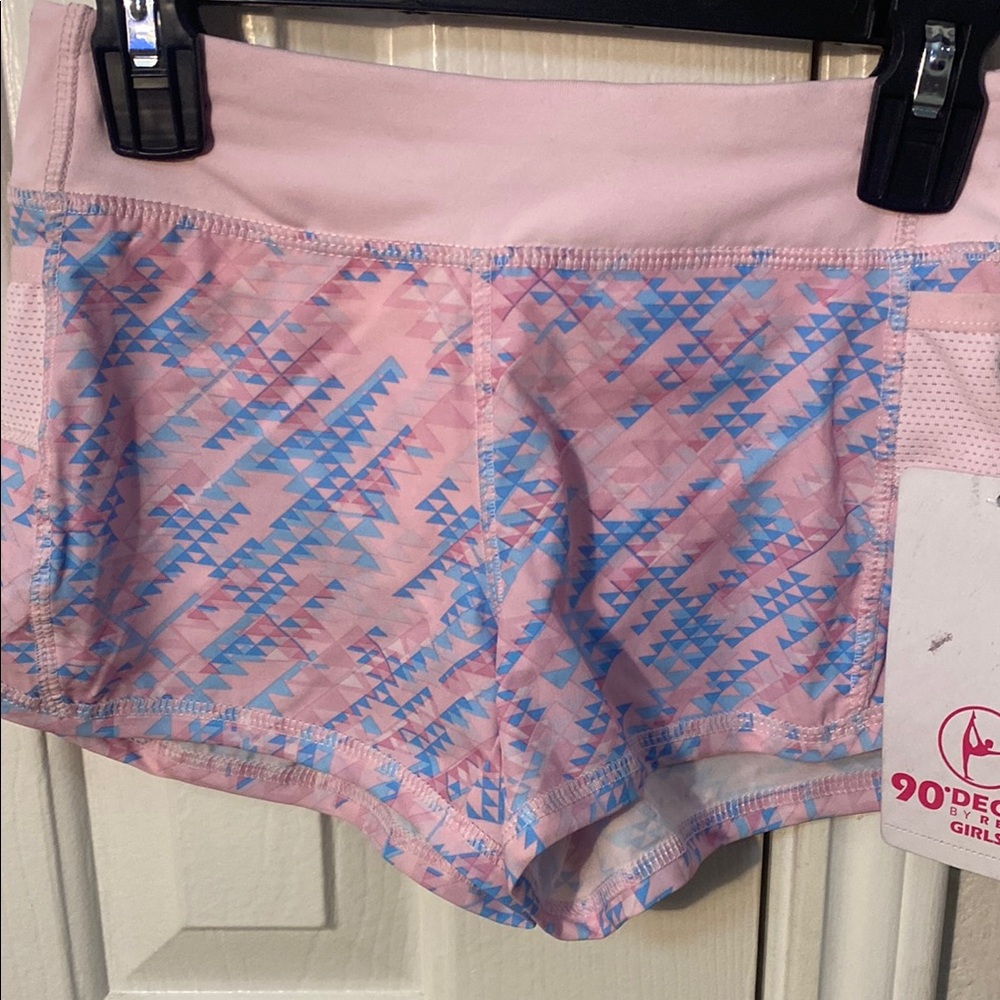 90 Degree By Reflex Pink and Blue Patterned Shorts